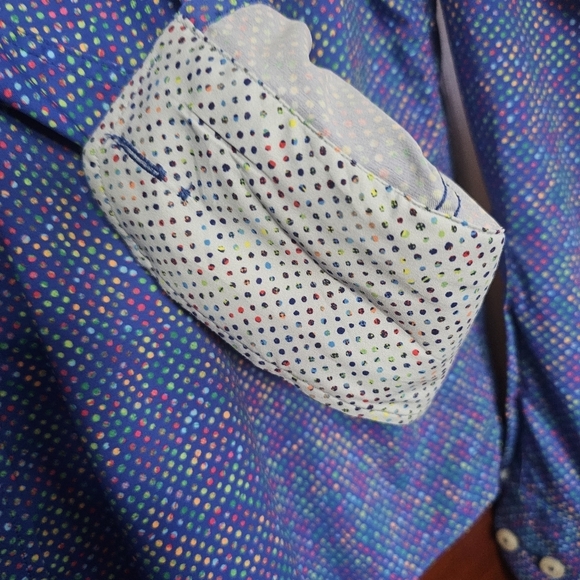 Bugatchi Blue Dotted Multi Color Shirt - Picture 5 of 13